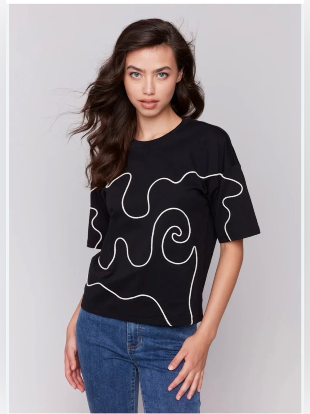 Charlie B Soutache Detail Relaxed Fit Tee